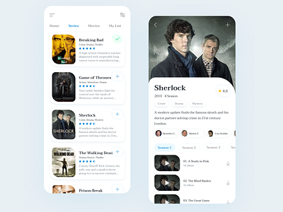 Online TV Series and Movie App app art cinema clean concept design first mobile app mobile ui movie search series tv series tv shows ui ui design ui ux uidesign ux design watch