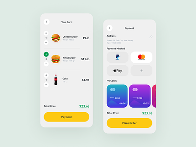 Detail Pages - Food Delivery App app app design application burger clean concept design figma first food food app minimal mobile app mobile app design payment ui ui design