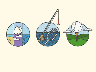 The Great Outdoors fishing golf icons illustration infographic