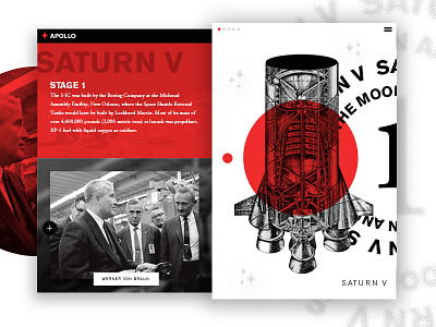 Saturn V Stage 1 apollo design moon motion rocket ui ux website werner von braun