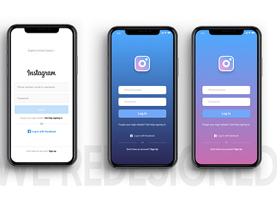 Instagram Login Redesigned 3d animation branding design facebook graphic design instagram login logo media mobile motion graphics new redesign signup travel trend ui uiux web