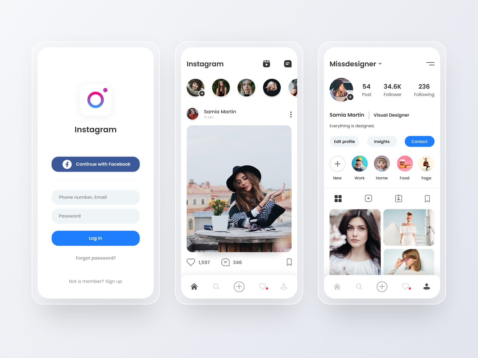 New Instagram UI by Shubham Chaurasia on Dribbble