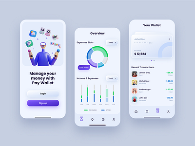 Payment Mobile App - Claymorphism UI