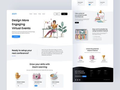 Zoom Web Redesigned 3d animation app branding conference dark mode dark ui design graphic design illustration landing page logo motion graphics ui ux vector video web website zoom