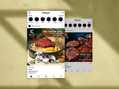 Instagram post - ELITE Restaurant big creative design egg green instagram post