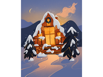 Winter house illustration illustration art landscape landscape illustration winter illustration winter landscape