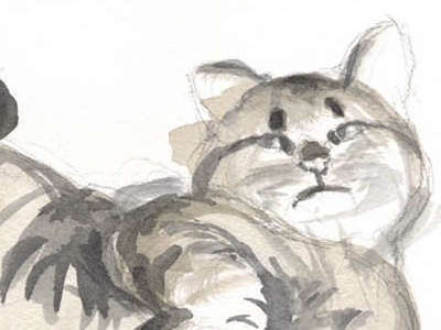 Watercolor Cat (Detail) fine art painting watercolor