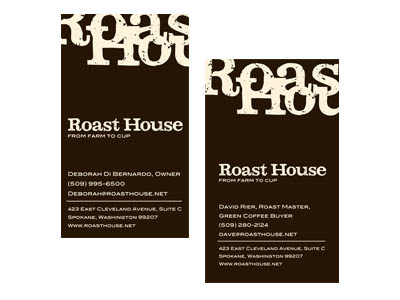 Roast House Business Cards brown business cards coffee cream identity