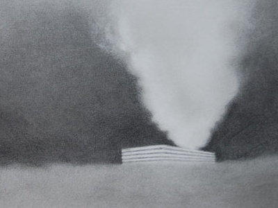 Aerospace Steam #1 - Detail black charcoal dark drawing fine art graphite illustration industrial steam white