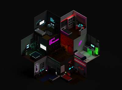 7K Space 3d art 3d render isometric art isometric room magica voxel magicavoxel