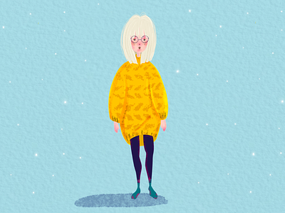 Sweater weather characterdesign digitalart drawing girl illustration jumper mustard procreate texture