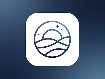 SeaSleeper app logo app icon app logo branding circle icon linear moon ocean sea sleep stars waves