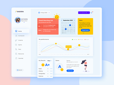 Isadora - Student Dashboard class creative education educational figma learn learning prototype students ui ux