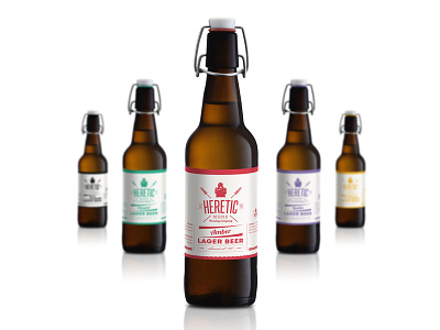 Heretic Monk alcohol beer branding colourful flat design logo packaging