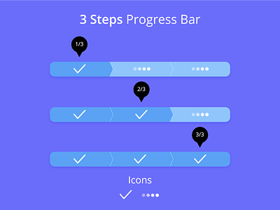 3 steps progress bar