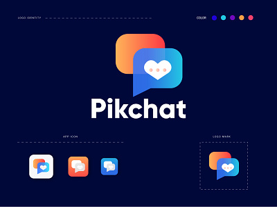 Pikchat Logo design. Chat Logo abstract app brand branding bubble bubble chat chat chat logo chatting chit chat conversation design feedback graphic icon logo mark message app mobile