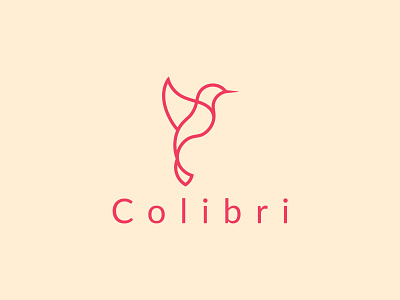 Colibri logo design. Hummingbird minimalist logo