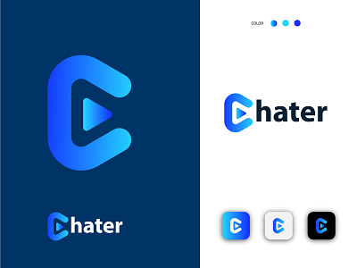 Chater Logo. Chat logo, play button. Online video streaming logo app brand identity branding business logo c letter logo c logo chat company logo logo mark modern logo play button player video video call video chat