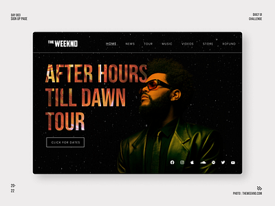 Landing page design for The Weeknd. Daily UI #003 concert dailyui design interfacedesign landingpage music theweeknd ui design