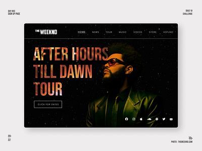 Landing page design for The Weeknd. Daily UI #003