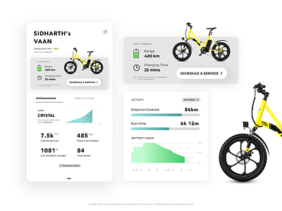 User Dashboard - VAAN e-bike 🚲 app bike cycle dailyui dashboard design ebike electric interfacedesign mobility profile ui design user ux vehicle