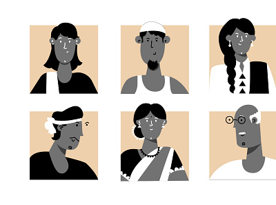 Faces blackwhite character desi illustration illustrator men vector web women