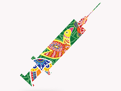 Bautiful needle boishakh color covid illustration motif needele vaccine vector