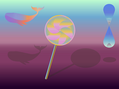 World in a Drop adobe illustrator ambient candy design dream drop fantasy infinity sandclock shadows surreal art surrealism sweet vector whale world