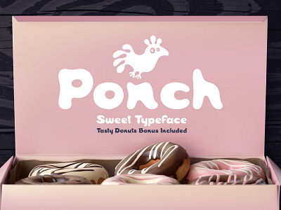 Ponch font and graphics abc alphabet design donuts font funny kids label lettering smooth sweet type typeface typography