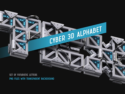 TEX 3D Alphabet 3d alphabet creative cyber cyberpunk design font future metal modern neon render space style type typeface typography