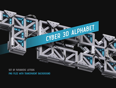 TEX 3D Alphabet 3d alphabet creative cyber cyberpunk design font future metal modern neon render space style type typeface typography