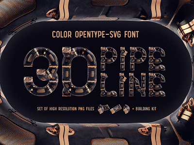 Pipeline - Color Bitmap Font 3d abc alphabet color font design font lettering opentype render style type typeface typography