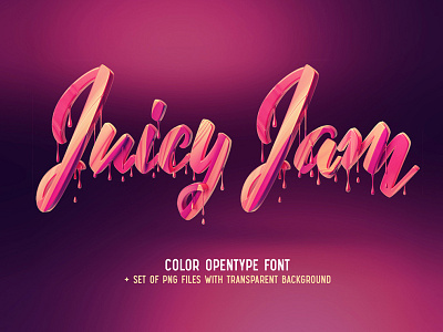 Juicy Jam – Color Bitmap Font 3d alphabet calligraphic design font illustration lettering logo render type typeface typography