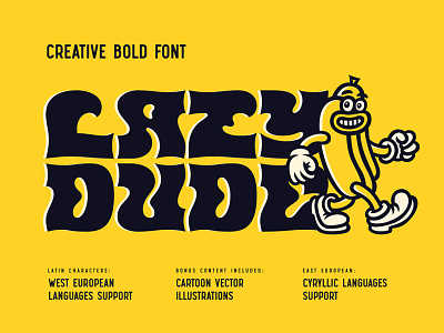 Lazy Dude - font and illustrations alphabet burger cartoon design fast food font hot dog illustration junk food lettering type typeface typography