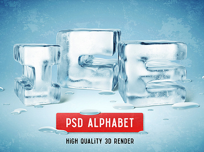 Ice PSD Alphabet abc alphabet blue character christmas cold cool crystal design font frost ice isolated letter sign text type typeset typography winter