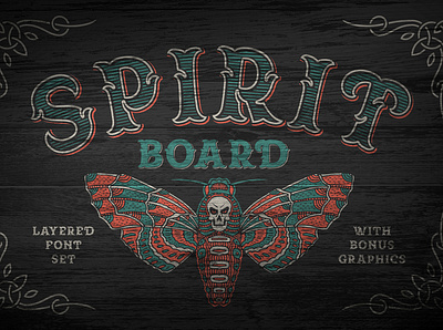 Spirit Board font set abc alphabet bonus decorative design font graphics illustraion layered lettering mystic old scary style type typeface typography vintage