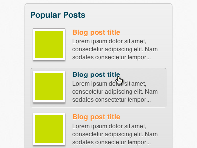 Popular Posts css3 green grey orange posts widget wordpress