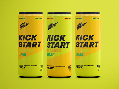 Mountain Dew Kickstart Redesign beverage design energy drink mountain dew package design redesign soda