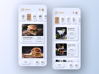 Digital Menu App - Neumorphic app application clean ui digital menu food food app mobile app mobile design neumorphic neumorphism skeumorphic soft ui ux