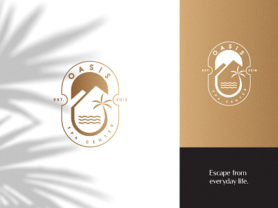 Oasis Spa Center logo brand branding icon identity illustration logo logotype mark minimalistic modern oasis palm spa center vector wellness