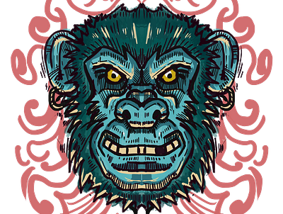 monkey roll illustration tradicional vector