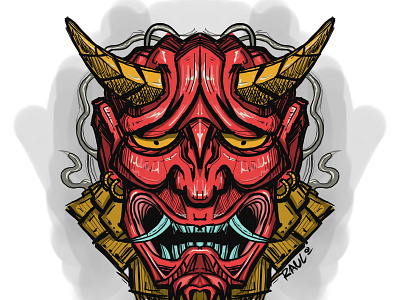 oni mask comic design illustration tradicional