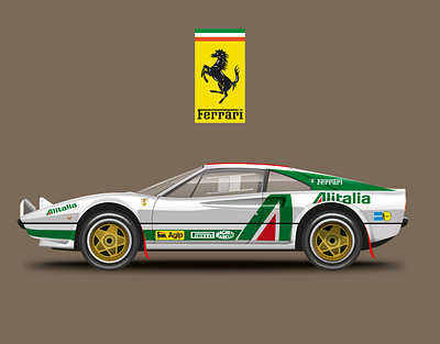 Ferrari 308 rally spec zillustration adobe illustrator art branding design durban graphicdesign illustration illustration art illustration vectorart logo south africa vectorart