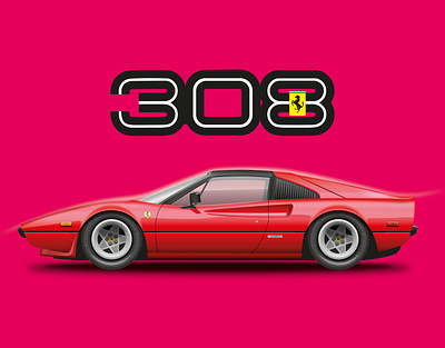 Ferrari 308 GTS adobe illustrator art artdecor creative decor design durban graphicdesign illustration south africa vectorart