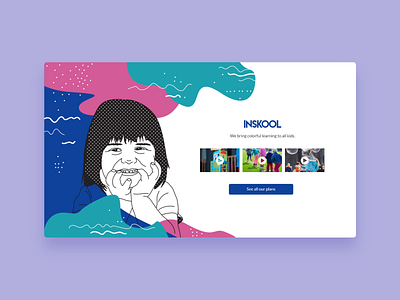 Inskool - UI Concept 10 children colorful design editorial illustration education interface interface design interface designer kid kiddo kiddy kids landing page lineart ui design user interface web design