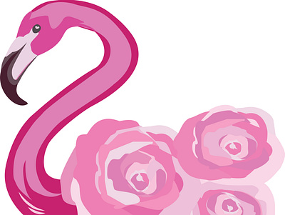 Flamingo with Flowers colorful illustartion design flamingo graphic design illustration illustration art illustrator pink pink flamingo pink illustration vector