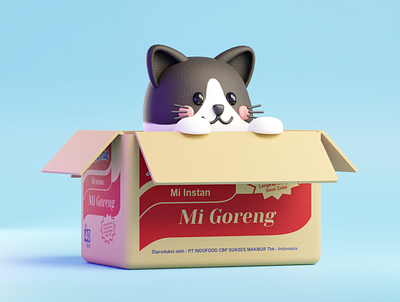 Indomie Cat 3d 3d illustration 3d render blender cat graphic design illustration indomie lowpoly