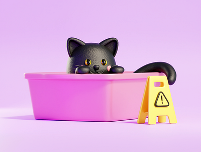 Hide and Seek 🐈‍⬛ 3d 3d illustration 3d render blender cat design graphic design illustration