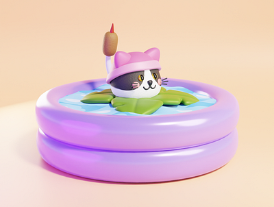 Cattail from PvZ! 😱 3d 3d illustration 3d render blender cat design graphic design illustration pvz