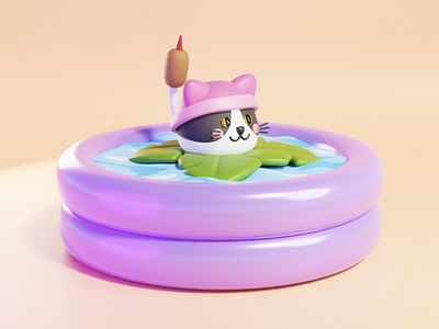 Cattail from PvZ! 😱 3d 3d illustration 3d render blender cat design graphic design illustration pvz